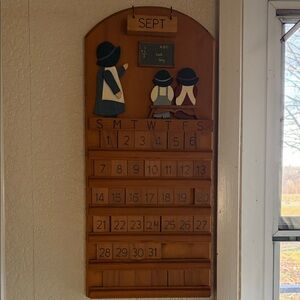 Wooden Perpetual Wall Calendar - Brown